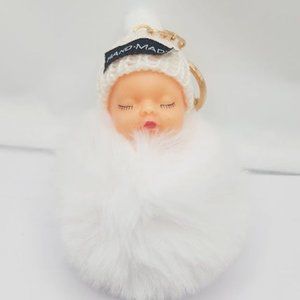 New 6 inch baby fluffy pom pom key chain / baby bag / baby shower gift ornament
